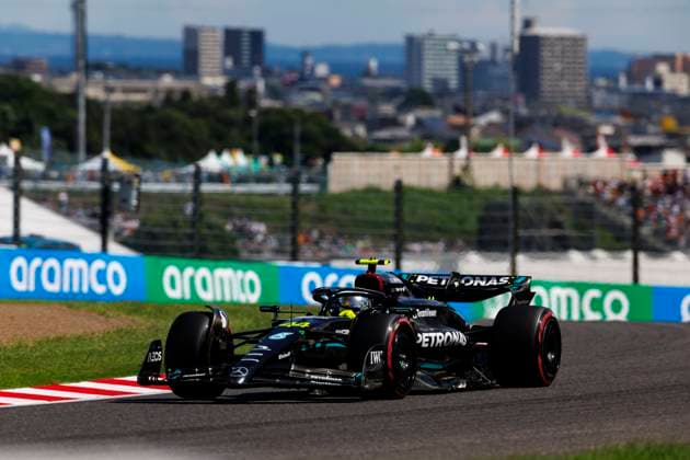 23rd September 2023; Suzuka Circuit, Suzuka, Japan; 2023 Formula 1 Lenovo Japanese Grand Prix; Qualifying Day; Number 44 Mercedes AMG Petronas driver Lewis Hamilton during practice 3 at the Japanese Formula 1  ActionPlus12556213 StephenxBlackberry