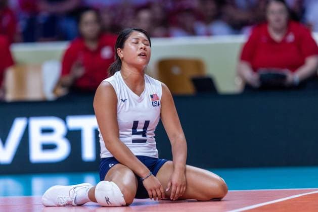Sport Themen der Woche KW38 Sport Bilder des Tages USA v Italy - FIVB Volleyball Women s Olympic Qualifying Tournament Justine Wong-Orantes during FIVB Volleyball Women s Olympic Qualifying Tournament - Road to Paris 2024 match between USA v Italy, in Lodz, Poland on September 22, 2023 Lodz Poland  Copyright: xAndrzejxIwanczukx originalFilename:iwanczuk-fivbvoll230922_npX8N.jpg