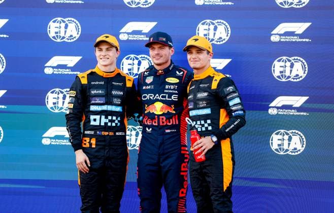 81 Oscar Piastri (AUS, McLaren F1 Team), 1 Max Verstappen (NLD, Oracle Red Bull Racing), 4 Lando Norris (GBR, McLaren F1 Team), F1 Grand Prix of Japan at Suzuka International Racing Course on September 23, 2023 in Suzuka, Japan. (Photo by HOCH ZWEI) Suzuka Japan