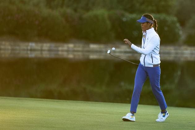 September 23, 2023, MALAGA, MALAGA, SPAIN: Celine Boutier of Europa Team in action during the Solheim Cup 2023 in Finca Cortesin at Estepona on September 23, 2023 in Malaga, Spain. MALAGA SPAIN - ZUMAa181 20230923_zaa_a181_001 Copyright: xJoaquinxCorcherox
