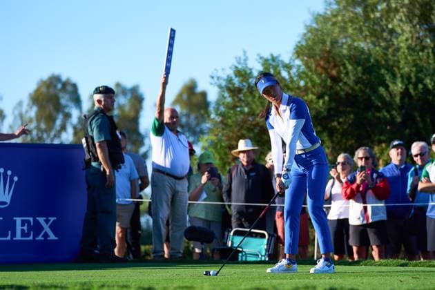 September 10, 2023, MALAGA, MALAGA, SPAIN: Celine Boutier of Europa Team in action during the Solheim Cup 2023 in Finca Cortesin at Estepona on September 23, 2023 in Malaga, Spain. MALAGA SPAIN - ZUMAa181 20230910_zaa_a181_006 Copyright: xJoaquinxCorcherox