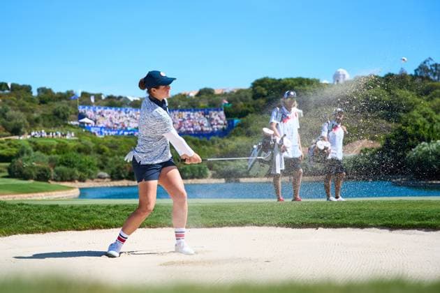 September 23, 2023, MALAGA, MALAGA, SPAIN: Ally Ewing of USA Team in action during the Solheim Cup 2023 in Finca Cortesin at Estepona on September 23, 2023 in Malaga, Spain. MALAGA SPAIN - ZUMAa181 20230923_zaa_a181_106 Copyright: xJoaquinxCorcherox
