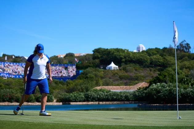 September 23, 2023, MALAGA, MALAGA, SPAIN: Caroline Hedwall of Europe Team in action during the Solheim Cup 2023 in Finca Cortesin at Estepona on September 23, 2023 in Malaga, Spain. MALAGA SPAIN - ZUMAa181 20230923_zaa_a181_108 Copyright: xJoaquinxCorcherox