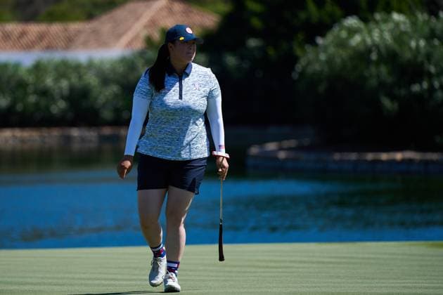 September 23, 2023, MALAGA, MALAGA, SPAIN: Angel Yin of USA Team in action during the Solheim Cup 2023 in Finca Cortesin at Estepona on September 23, 2023 in Malaga, Spain. MALAGA SPAIN - ZUMAa181 20230923_zaa_a181_117 Copyright: xJoaquinxCorcherox