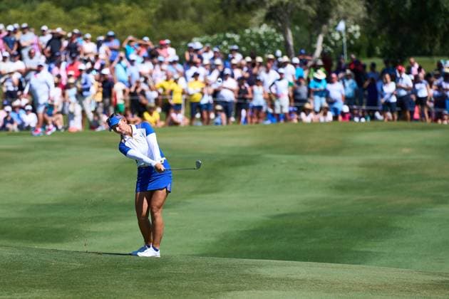 September 23, 2023, MALAGA, MALAGA, SPAIN: Emily Pedersen of Europe Team in action during the Solheim Cup 2023 in Finca Cortesin at Estepona on September 23, 2023 in Malaga, Spain. MALAGA SPAIN - ZUMAa181 20230923_zaa_a181_123 Copyright: xJoaquinxCorcherox