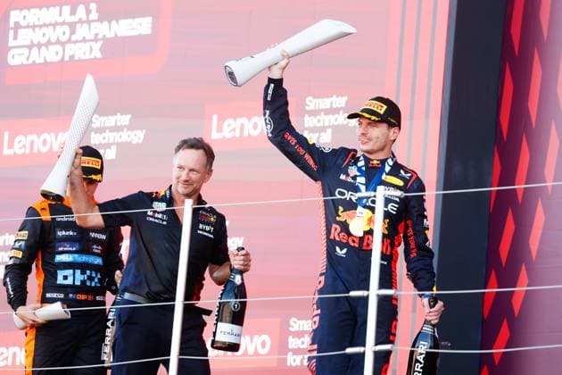 Christian Horner (GBR, Oracle Red Bull Racing), 1 Max Verstappen (NLD, Oracle Red Bull Racing), F1 Grand Prix of Japan at Suzuka International Racing Course on September 24, 2023 in Suzuka, Japan. (Photo by HOCH ZWEI) Suzuka Japan