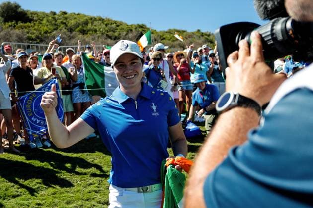 Sport Bilder des Tages 2023 Solheim Cup, Finca Cortesin, Andalucia, Spain 24 9 2023 Leona Maguire Leona Maguire celebrates 24 9 2023  Copyright: x INPHO MartinxSirasxLimax _MSL8487