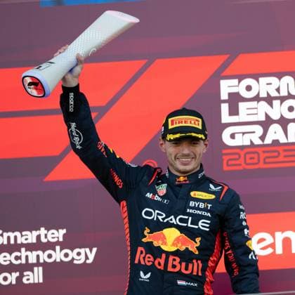 September 24, 2023, Suzuka, Japan: Dutch driver MAX VERSTAPPEN (Red Bull Racing) celebrates on the podium after winning the 2023 Formula One Japanese Grand Prix. Suzuka Japan - ZUMAb177 20230924_mda_b177_129 Copyright: xTaidghxBarronx