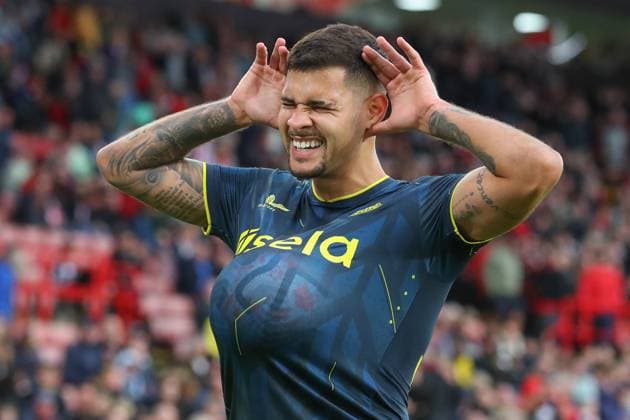 Sport Bilder des Tages Premier League Sheffield United v Newcastle United Bruno Guimaraes 39 of Newcastle United celebrates his goal to make it 0-7 during the Premier League match Sheffield United vs Newcastle United at Bramall Lane, Sheffield, United Kingdom, 24th September 2023 (Photo by Gareth Evans News Images) Sheffield Bramall Lane South Yorkshire United Kingdom Copyright: xGarethxEvans NewsxImagesx