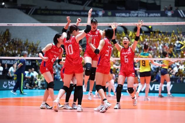 Japan women s team group, Mannschaftsbild, Totale (JPN), SEPTEMBER 24, 2023 - Volleyball : FIVB Road To Paris Volleyball Qualifier World Cup 2023 Japan, Women s tournament match between Japan - Brazil at the Yoyogi National Stadium in Tokyo, Japan. Noxthirdxpartyxsales  (230331194)