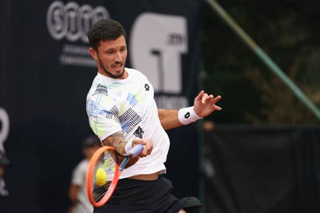 TENNIS - ATP, Tennis Herren Layjet Open BAD WALTERSDORF,AUSTRIA,25.SEP.23 - TENNIS - ATP Challenger Tour, Layjet Open. Image shows Dennis Novak (AUT).  GEPAxpictures xJohannesxFriedl