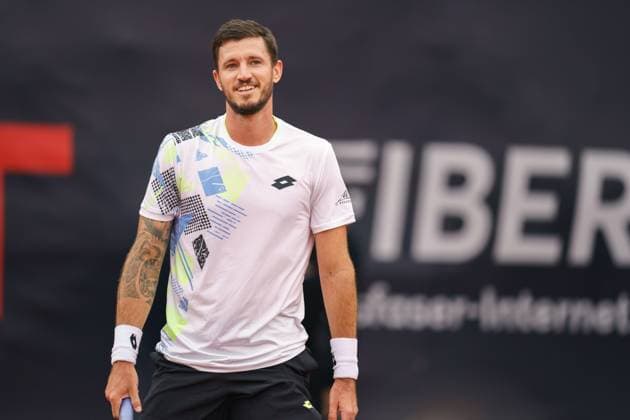 TENNIS - ATP, Tennis Herren Layjet Open BAD WALTERSDORF,AUSTRIA,25.SEP.23 - TENNIS - ATP Challenger Tour, Layjet Open. Image shows Dennis Novak (AUT).  GEPAxpictures xJohannesxFriedl
