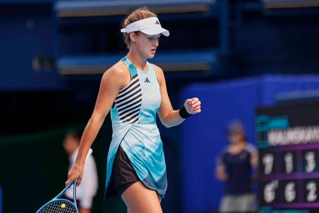 September 26, 2023, Tokyo, Japan: Anna KALINSKAYA (RUS) in action against Ekaterina ALEXANDROVA (RUS) during their women s single match for the second day of the TORAY PAN PACIFIC OPEN TENNIS tournament 2023 at the Ariake Coliseum. The tournament is held from September 25 to October 1st. Alexandrova won 6-7(7), 6-1,7-5. Tokyo Japan - ZUMAm191 20230926_aap_m191_005 Copyright: xRodrigoxReyesxMarinx