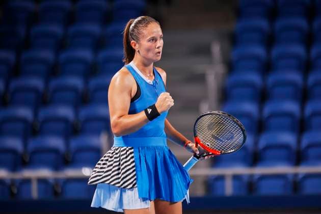 September 26, 2023, Tokyo, Japan: Daria KASATKINA (RUS) in action against Marta KOSTYUK (UKR) during their women s single match for the second day of the TORAY PAN PACIFIC OPEN TENNIS tournament 2023 at the Ariake Coliseum. The tournament is held from September 25 to October 1st. Tokyo Japan - ZUMAm191 20230926_aap_m191_023 Copyright: xRodrigoxReyesxMarinx