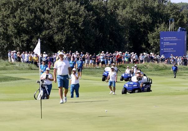 GOLF - Ryder Cup 2023 ROME,ITALY,26.SEP.23 - GOLF - Ryder Cup, preview. Image shows Sepp Straka (AUT EUR) and fans.  GEPAxpictures xHansxOberlaender