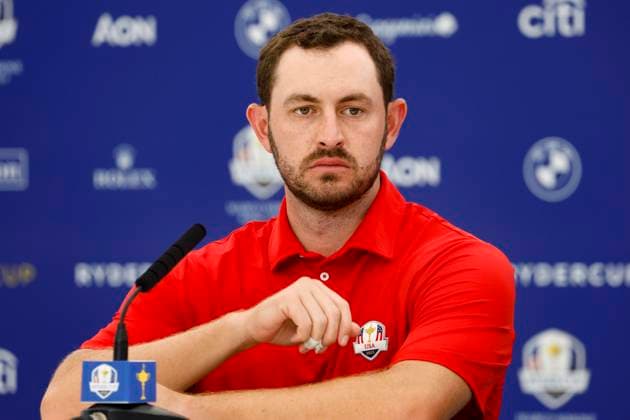 September 26, 2023, ROME, ITALY: US golfer Patrick Cantlay attends a press conference, PK, Pressekonferenz for the 2023 Ryder Cup golf tournament at Marco Simone Golf Club in Guidonia, near Rome, Italy, 26 September 2023. The 44th Ryder Cup matches between the US and Europe will be held in Italy from 29 September to 01 October 2023.ANSA FABIO FRUSTACI 2023 Ryder Cup golf tournament  - ZUMAa110 20230926_zaf_a110_095 Copyright: xFabioxFrustacix
