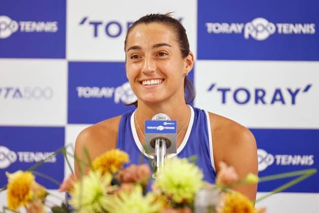 September 27, 2023, Tokyo, Japan: French professional tennis player Caroline GARCIA speaks during a news conference at the Toray Pan Pacific Open Tennis Tournament 2023 in the Ariake Coliseum. The tournament is held from September 25 to October 1st. Tokyo Japan - ZUMAm191 20230927_aap_m191_026 Copyright: xRodrigoxReyesxMarinx
