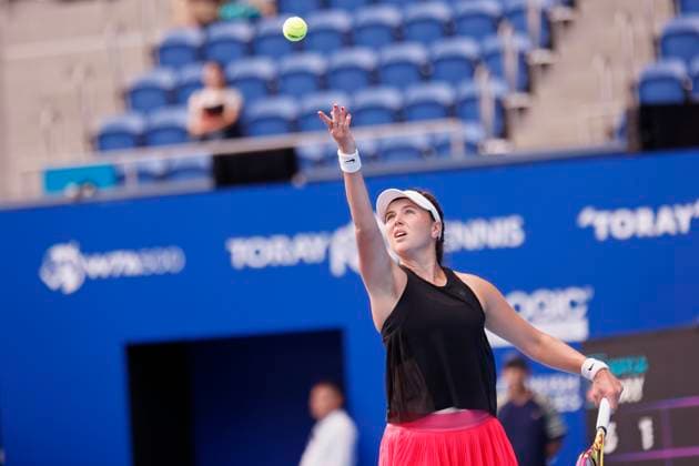 September 27, 2023, Tokyo, Japan: Kayla DAY (USA) serves against Veronika KUDERMENTOVA (RUS) during their women s singles match of the Toray Pan Pacific Open Tennis Tournament 2023 at the Ariake Coliseum. The tournament is held from September 25 to October 1st. Kudermentova won 6-3, 6-3. Tokyo Japan - ZUMAm191 20230927_aap_m191_045 Copyright: xRodrigoxReyesxMarinx