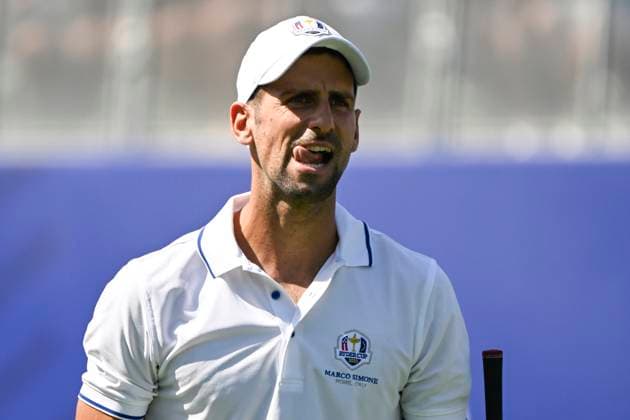 Tennis player Novak Djokovic of Serbia during the All stars match played ahead of the 44th Ryder Cup 2023 at Marco Simone Golf and Country Club in Rome, (Italy), September 27th, 2023. andreaxstaccioli