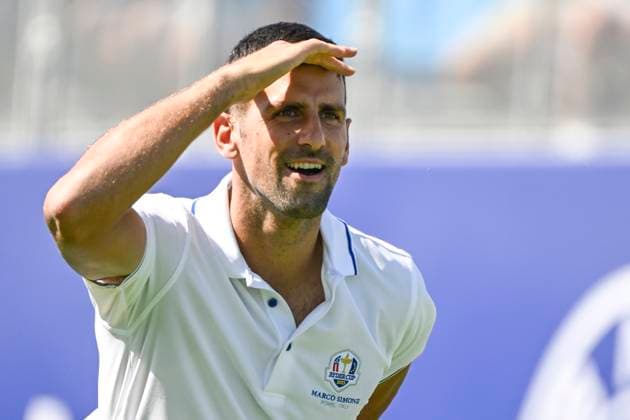 Tennis player Novak Djokovic of Serbia during the All stars match played ahead of the 44th Ryder Cup 2023 at Marco Simone Golf and Country Club in Rome, (Italy), September 27th, 2023. andreaxstaccioli