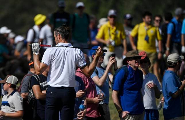 September 27, 2023, Rome: Welsh player Gareth Bale during the All Star Match at the 2023 Ryder Cup golf tournament at Marco Simone Golf Club in Guidonia near Rome, Italy, 27 September 2023. ANSA RICCARDO ANTIMIANI 2023 Ryder Cup golf tournament - All Star Match  - ZUMAa110 20230927_zaf_a110_047 Copyright: xRiccardoxAntimianix