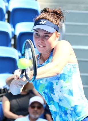 September 28, 2023, Tokyo, Japan - Linda Noskova of Czech Republic returns the ball against Anastasia Pavlyuchenkova of Russia during the second round match of the Toray Pan Pacific Open tennis tournament at the Ariake Colosseum in Tokyo on Thursday, September 28, 2023. (photo by Yoshio Tsunoda AFLO) Noxthirdxpartyxsales  (0306172776st)