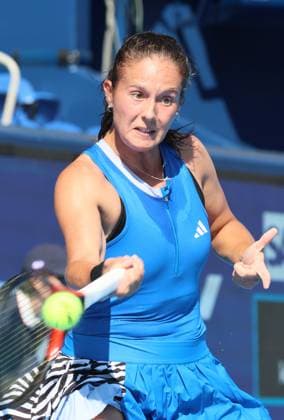 September 28, 2023, Tokyo, Japan - Daria Kasatkina of Russia returns the ball against Despina Papamichail of Greece during the second round match of the Toray Pan Pacific Open tennis tournament at the Ariake Colosseum in Tokyo on Thursday, September 28, 2023. (photo by Yoshio Tsunoda AFLO) Noxthirdxpartyxsales  (0306183351st)