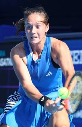September 28, 2023, Tokyo, Japan - Daria Kasatkina of Russia returns the ball against Despina Papamichail of Greece during the second round match of the Toray Pan Pacific Open tennis tournament at the Ariake Colosseum in Tokyo on Thursday, September 28, 2023. (photo by Yoshio Tsunoda AFLO) Noxthirdxpartyxsales  (0306183357st)