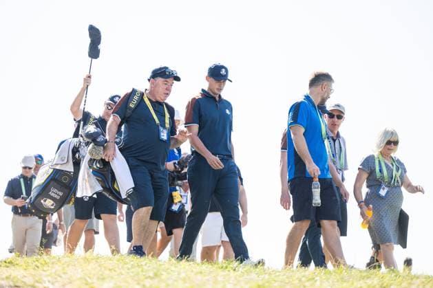 230928 Ludvig Aberg of Team Europe at a training session during day -1 of the Ryder Cup on September 28, 2023 in Rome. Photo: Mathias Bergeld BILDBYRAN kod MB MB0734 golf ryder cup träning practice training day -1 bbeng Copyright: MATHIASxBERGELD BB230928MB011