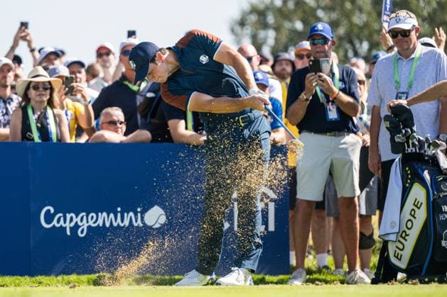 230928 Viktor Hovland of Team Europe at a training session during day -1 of the Ryder Cup on September 28, 2023 in Rome. Photo: Mathias Bergeld BILDBYRAN kod MB MB0734 golf ryder cup träning practice training day -1 bbeng Copyright: MATHIASxBERGELD BB230928MB019