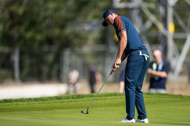 230928 Ludvig Aberg of Team Europe at a training session during day -1 of the Ryder Cup on September 28, 2023 in Rome. Photo: Mathias Bergeld BILDBYRAN kod MB MB0734 golf ryder cup träning practice training day -1 bbeng Copyright: MATHIASxBERGELD BB230928MB035