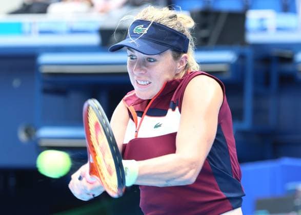 September 29, 2023, Tokyo, Japan - Anastasia Pavlyuchenkova of Russia returns the ball against her compatriot Ekaterina Alexandrova during the quarter final match of the Toray pan Pacific Open tennis tournament at the Ariake Colosseum in Tokyo on Friday, September 29, 2023. (photo by Yoshio Tsunoda AFLO) Noxthirdxpartyxsales  (0306295611st)