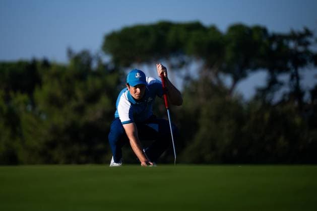 230929 Viktor Hovland of Team Europe in a foursome match during day one of the Ryder Cup on September 29, 2023 in Rome. Photo: Mathias Bergeld BILDBYRAN kod MB MB0736 golf ryder cup day 1 bbeng round 1 Copyright: MATHIASxBERGELD BB230929MB055