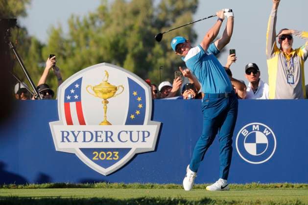 29th September 2023; Marco Simone Golf and Country Club, Guidonia Montecelio, Rome, Italy; The 44th Ryder Cup Matches , Europe versus USA, Day 1; Rory Mcilroy drives from the tee  ActionPlus12558537 NaFoto