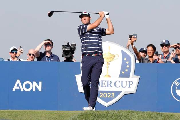 29th September 2023; Marco Simone Golf and Country Club, Guidonia Montecelio, Rome, Italy; The 44th Ryder Cup Matches , Europe versus USA, Day 1; Sam Burns drives poff thje tee  ActionPlus12558570 NaFoto