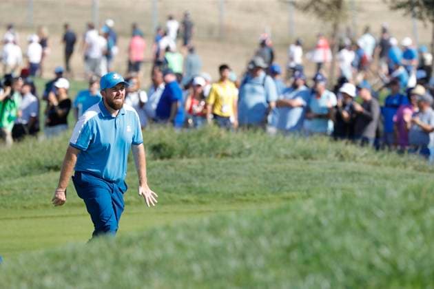 29th September 2023; Marco Simone Golf and Country Club, Guidonia Montecelio, Rome, Italy; The 44th Ryder Cup Matches , Europe versus USA, Day 1; Shane Lowry on the way to beating Fowler and Morikawa 2 &amp; 1  ActionPlus12558581 NaFoto