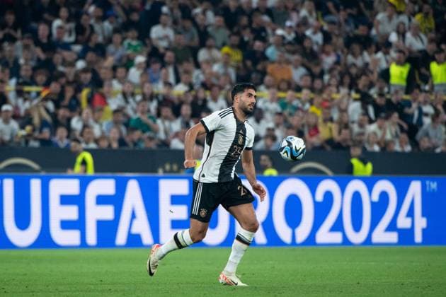 Emre Can (Deutschland, 23) am Ball vor UEFA EURO, EM, Europameisterschaft,Fussball 2024 Europameisterschaft Branding, GER, Deutschland vs Frankreich, DFB Fussball Nationalmannschaft Herren, Saison 2023 2024, 12.09.2023 DFB regulations prohibit any use of photographs as image sequences and or quasi-video GER, Deutschland vs Frankreich, DFB Fussball Nationalmannschaft Herren, Saison 2023 2024, 12.09.2023 Dortmund Copyright: xEibner-Pressefoto Memmlerx EP_MMR