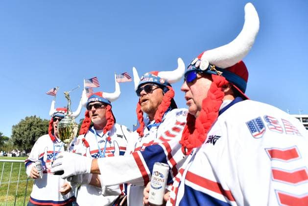 Golf match - Ryder Cup 2023 Supporters USA during the Ryder Cup 2023 at Marco Simone Golf & Country Club on September 29, 2023 in Rome Italy. Rome Italy  Copyright: xIPAxSport ABACAx BRIPASport20230929_603 IPAxSport ABACAx BRIPASport20230929_603