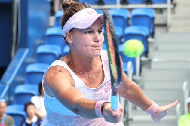September 30, 2023, Tokyo, Japan - Veronika Kudermetova of Russia returns the ball against her compatriot Anastasia Pavlyuchenkova during the semi final match of the Toray Pan Pacific Open tennis tournament at the Ariake Colosseum in Tokyo on Saturday, September 30, 2023. (photo by Yoshio Tsunoda AFLO) Noxthirdxpartyxsales  (0306427062st)