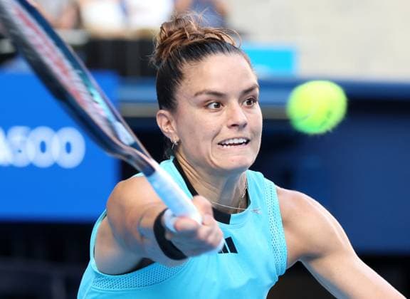 September 30, 2023, Tokyo, Japan - Maria Sakkari of Greece returns the ball against Jessica Pegula of the United States during the semi final match of the Toray Pan Pacific Open tennis tournament at the Ariake Colosseum in Tokyo on Saturday, September 30, 2023. (photo by Yoshio Tsunoda AFLO) Noxthirdxpartyxsales  (0306436764st)