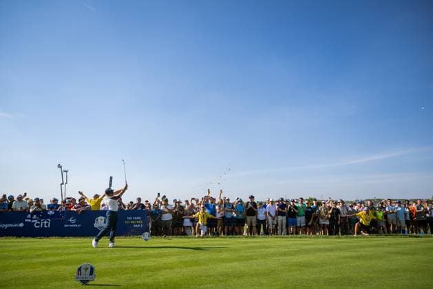 230930 Viktor Hovland of Team Europe looks dejected in a fourball match during day 2 of the Ryder Cup on September 30, 2023 in Rome. Photo: Mathias Bergeld BILDBYRAN kod MB MB0737 golf ryder cup day 2 bbeng foursome depp Copyright: MATHIASxBERGELD BB230930MB074