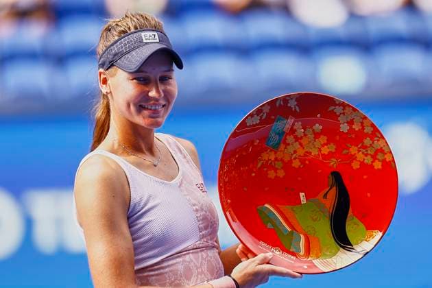 October 1, 2023, Tokyo, Japan: Veronika KUDERMETOVA (RUS) celebrates after winning the Singles Final match against Jessica PEGULA (USA) during the TORAY PAN PACIFIC OPEN TENNIS TOURNAMENT 2023 at Ariake Coliseum. The tournament is held from September 25 to October 1st. KUDERMENTOVA won 7-5, 6-1. Tokyo Japan - ZUMAm191 20231001_aap_m191_020 Copyright: xRodrigoxReyesxMarinx