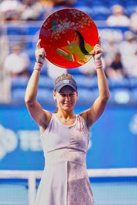 October 1, 2023, Tokyo, Japan: Veronika KUDERMETOVA (RUS) celebrates after winning the Singles Final match against Jessica PEGULA (USA) during the TORAY PAN PACIFIC OPEN TENNIS TOURNAMENT 2023 at Ariake Coliseum. The tournament is held from September 25 to October 1st. KUDERMENTOVA won 7-5, 6-1. Tokyo Japan - ZUMAm191 20231001_aap_m191_027 Copyright: xRodrigoxReyesxMarinx