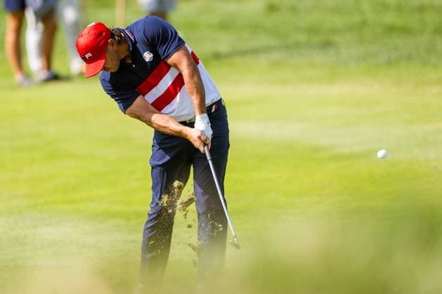 231001 Brooks Koepka of Team USA in a singles match during day three of the Ryder Cup on October 1, 2023 in Rome. Photo: Mathias Bergeld BILDBYRAN kod MB MB0738 golf ryder cup day 3 bbeng Copyright: MATHIASxBERGELD BB231001MB014