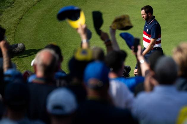 Sport Bilder des Tages 231001 Patrick Cantlay of team USA in a singles match during day three of the Ryder Cup on October 1, 2023 in Rome. Photo: Mathias Bergeld BILDBYRAN kod MB MB0738 golf ryder cup day 3 bbeng Copyright: MATHIASxBERGELD BB231001MB029