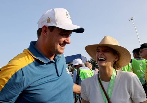 GOLF - Ryder Cup 2023 ROME,ITALY,01.OCT.23 - GOLF - Ryder Cup, Marco Simone Golf and Country Club. Image shows Sepp Straka (AUT EUR) with his wife Paige.  GEPAxpictures xHansxOberlaender