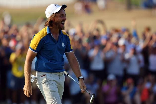 Rome, Italy 01.10.2023: Tommy FLEETWOOD score the last point at SINGLES MATCHES and Europe team win the trophy at RYDER CUP 2023 at Marco Simone Golf Country Club di Guidonia Montecelio, Roma  Copyright: xmarcoxiacobuccix xipa-agency.netx xmarcoxiacobuccix IPA_40703808 IPA_IPA40703808
