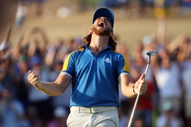 Rome Ryder Cup 2023 - EUROPE TEAM WIN TROPHY in SINGLES MATCHES at Marco Simone Golf Country Club di Guidonia Montecelio, Roma Rome, Italy 01.10.2023: Tommy FLEETWOOD score the last point at SINGLES MATCHES and Europe team win the trophy at RYDER CUP 2023 at Marco Simone Golf Country Club di Guidonia Montecelio, Roma Rome italy -  Copyright: xIPAxSport ABACAx BRIPASport20231001_998 IPAxSport ABACAx BRIPASport20231001_998
