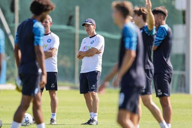 Italy: training session SSC Napoli SSC Napoli s French coach Rudi Jose Garcia looks during training ahead of the UEFA Champions League match against Real Madrid at the Konami Center on 02 October 2023, in Castel Volturno, Italy. ABPH9035 Copyright: xAntonioxBalascox