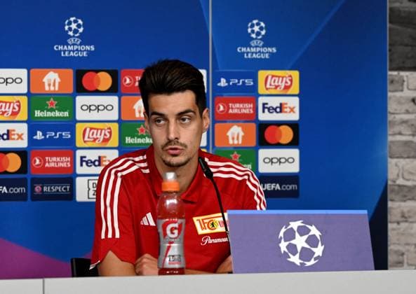Fussball, Herren, Saison 2023 2024, Champions League, Pressekonferenz des 1. FC Union Berlin im Stadion An der Alten Försterei, Diogo Leite (1. FC Union Berlin), 02.10. 2023, Copyright: xMatthiasxKochx
